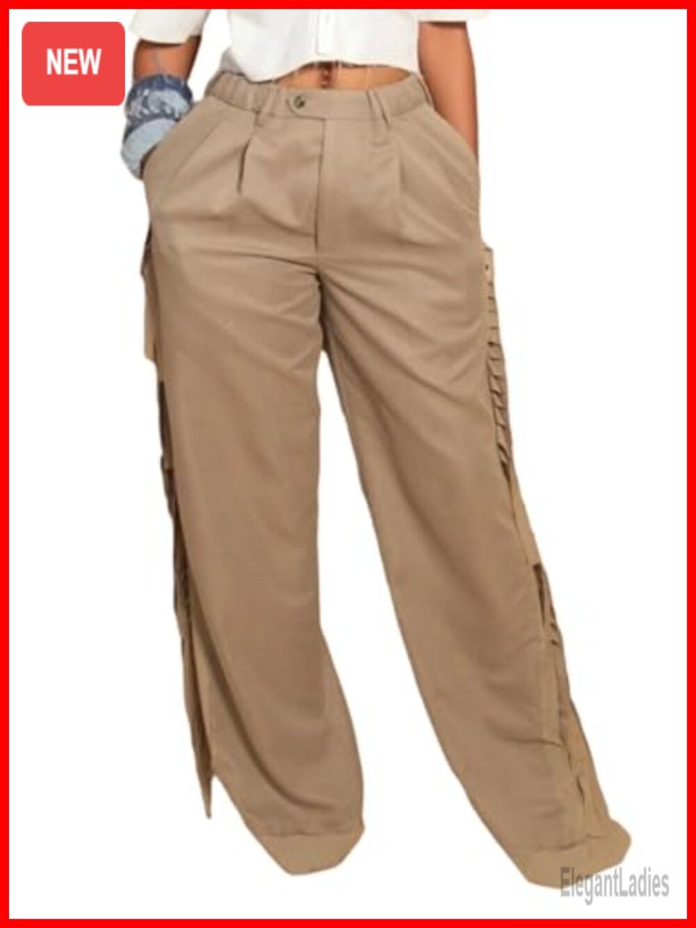 High Waisted Fringe Camo Wide Leg Jeans Baggy Y2K Streetwear Trousers